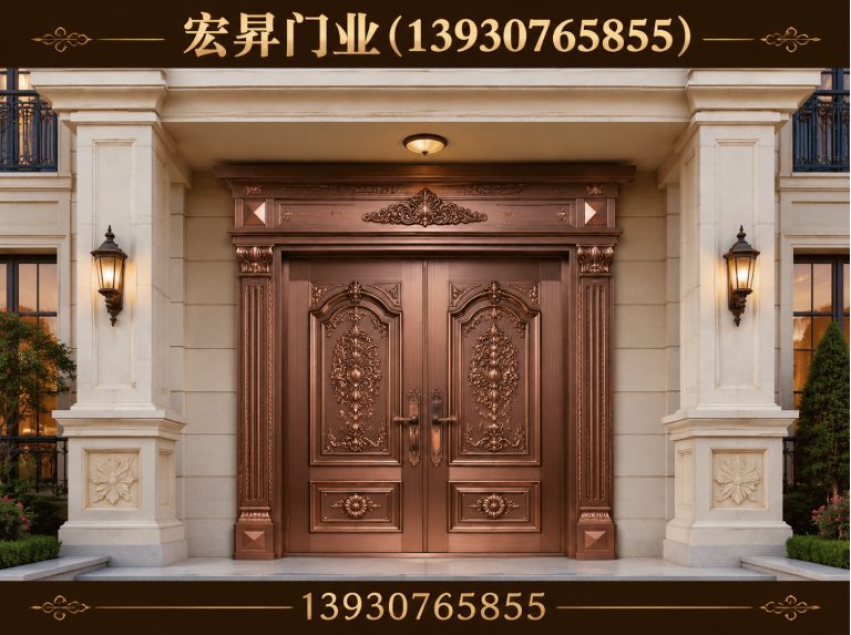 河北别墅入户铜门展示图